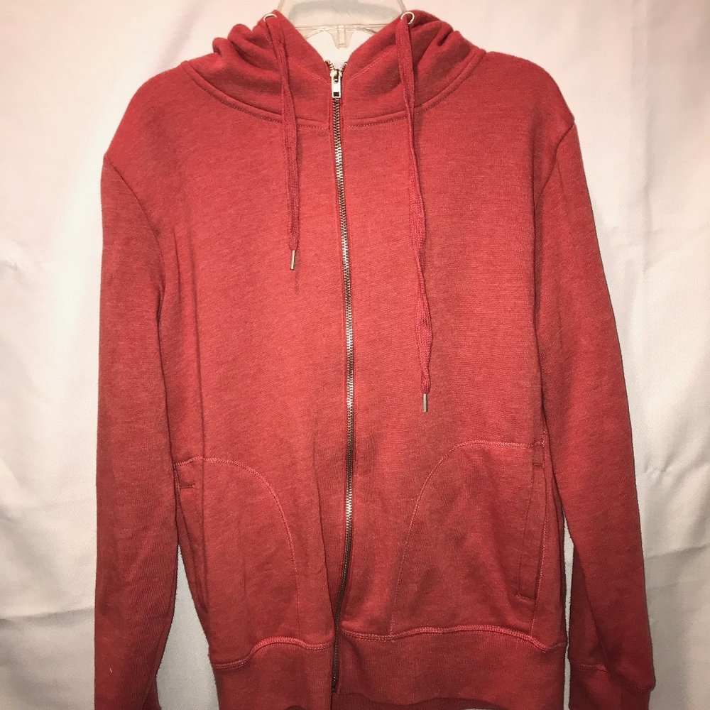 Burnt orange/ red zip up jacket with hood